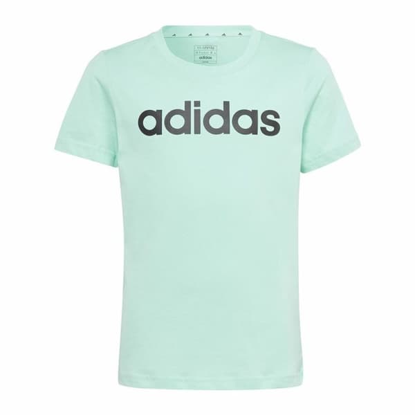 Børne Kortærmet T-shirt Adidas Linear Logo Grøn Akvamarin - 14-15 år