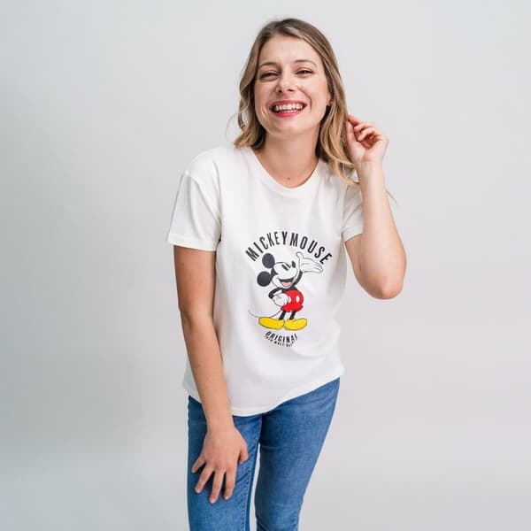 Naisten T-paita Mickey Mouse Valkoinen - XS