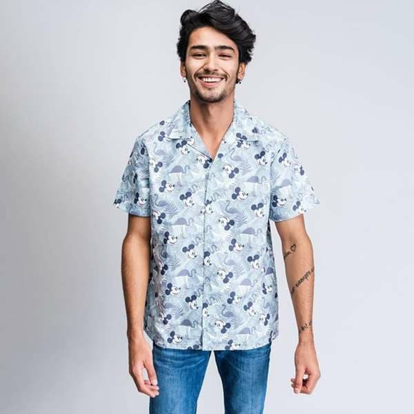 Kortærmet T-shirt til Mænd Mickey Mouse Lysegrøn - S