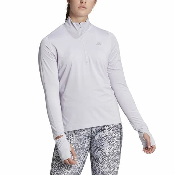 Naisten pitkähihainen T-paita Adidas Fast 1/2 Zip Liila Laventeli - XS