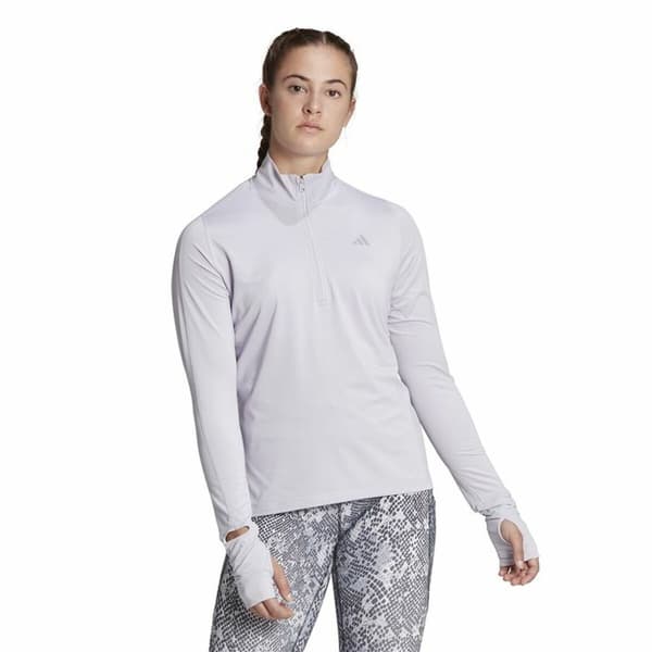 Naisten pitkähihainen T-paita Adidas Fast 1/2 Zip Liila Laventeli - XS
