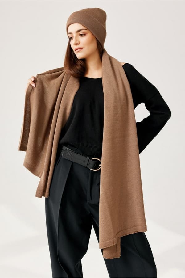 Huivi - 100% merinovillaa PENELOPE - CAMEL