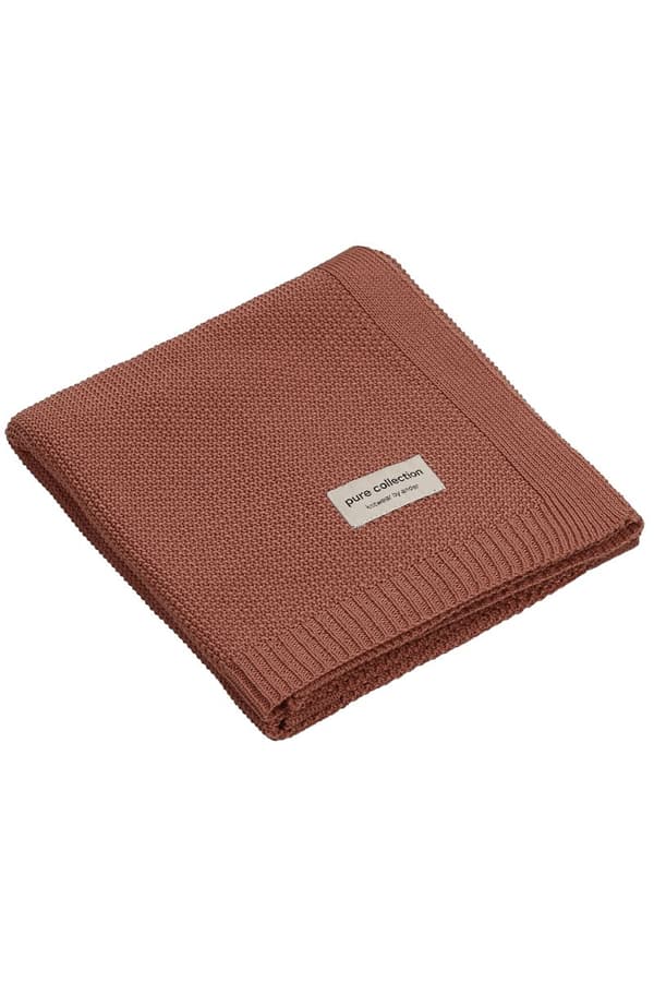 Stickad babyfilt - 100 % merinoull ABACO - MANDELfilt 75 x 100 cm
