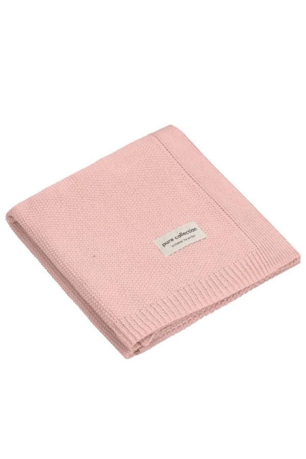 Stickad babyfilt - 100% merinoull ABACO - BEIGE filt 75 x 100 cm