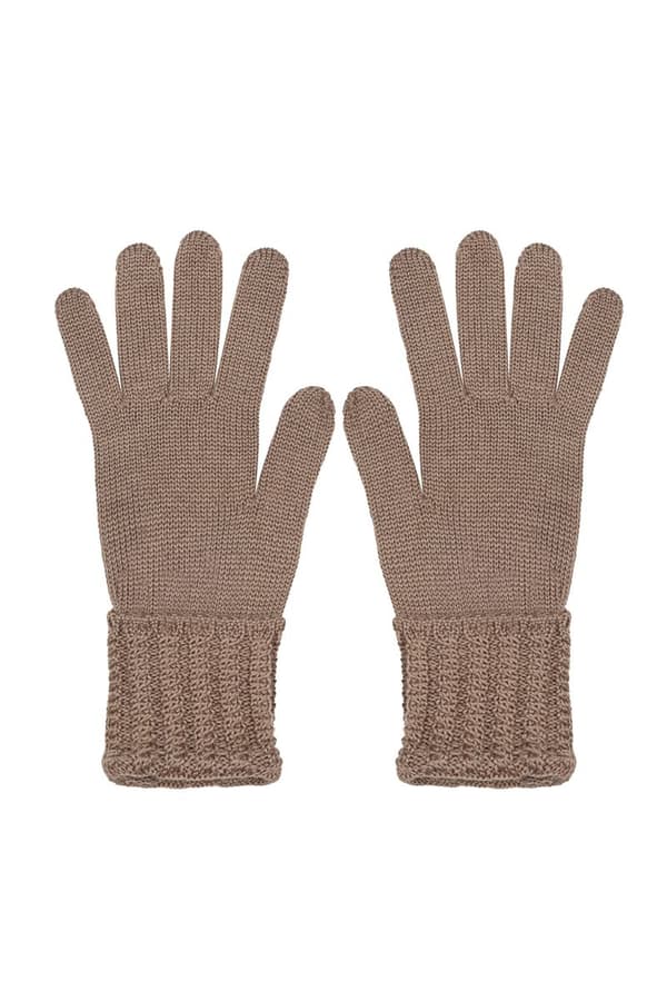 Yksittäiset käsineet hihansuilla 100 % MERINO WOOL - KENDALL - CAMEL