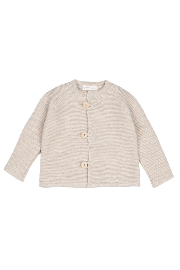 Barntröja i ylle med knappar FINN BEIGE Barntröja i ylle med knappar FINN - BEIGE