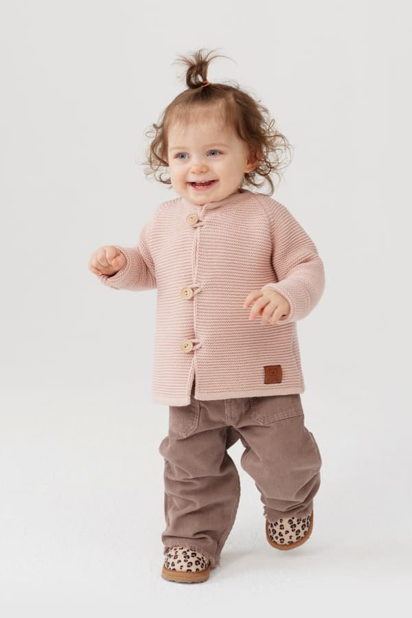 Lasten villapaita napeilla FINN POWDER PINK Lasten villapaita napeilla FINN - POWDER PINK