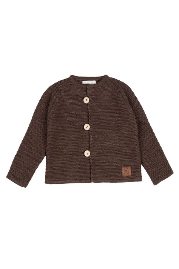 Børne sweater med knapper FINN BROWN Børne sweater med knapper i uld FINN - BROWN