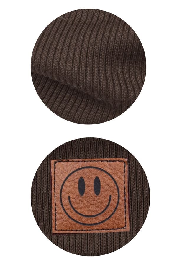 Vårset mössa och halsduk SMILE - bomull - BRUN 48-52