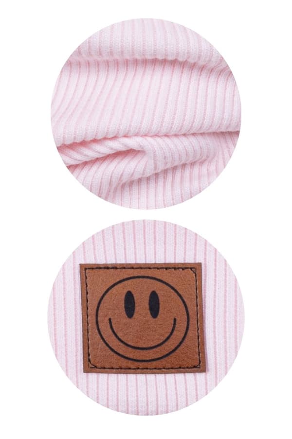 Forårssæt hue og halstørklæde SMILE - bomuld - LYS PINK 48-52