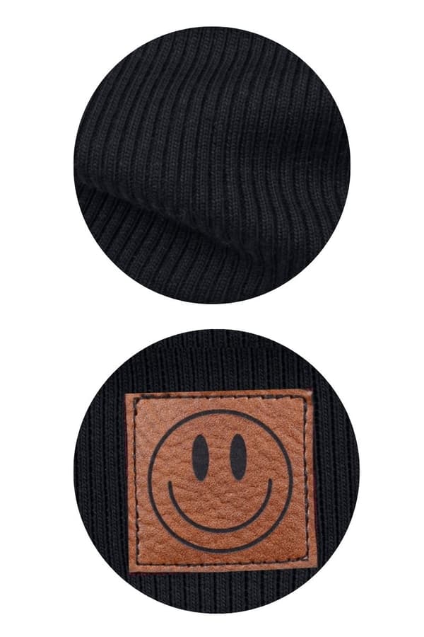 Kevätsetti hattu ja huivi SMILE - puuvilla - MUSTA 40-46