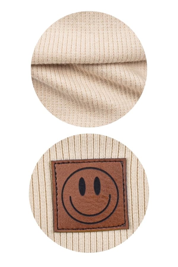 Vårset mössa och halsduk SMILE - bomull - BEIGE 52 - 56