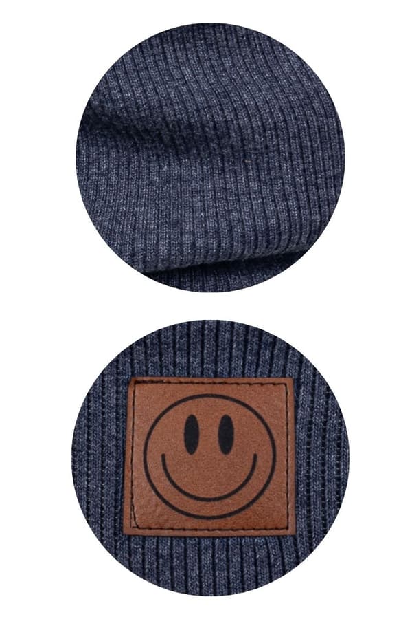 Vårset mössa och halsduk SMILE - bomull - NAVY MELANGE 52 - 56