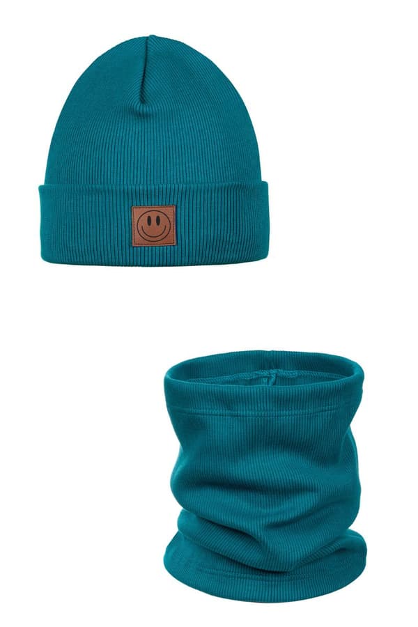 Vårset mössa och halsduk SMILE - bomull - SEA COLOR 40-46