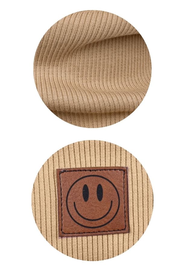Forårssæt hue og tørklæde SMILE - bomuld - KAFFE 40-46