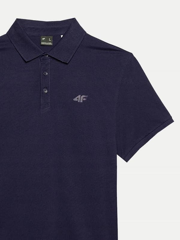 Herre 4F poloshirt marineblå bomuldspoloshirt størrelse M