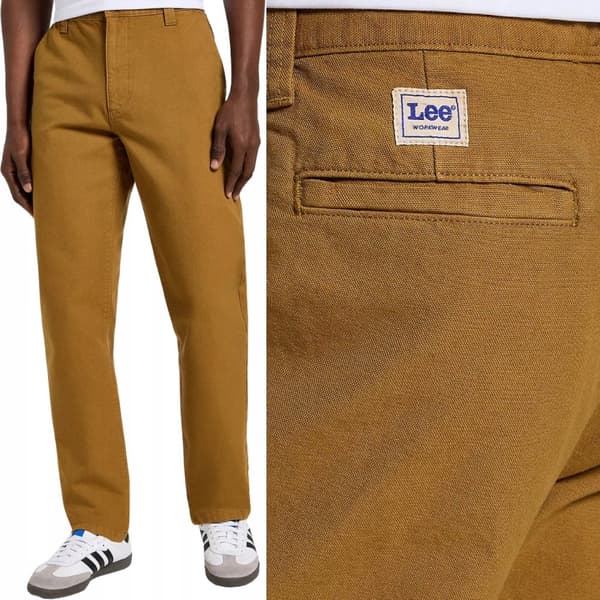 Lee RELAXED WORKWEAR CHINO LØSE BRUNE STOFBUKSER CHINO W34 L32
