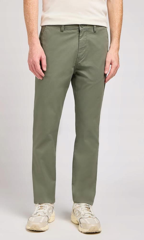 Lee SLIM CHINO Olive Grove Chetopa Twill GREEN TAPERED CHINO W30 L30