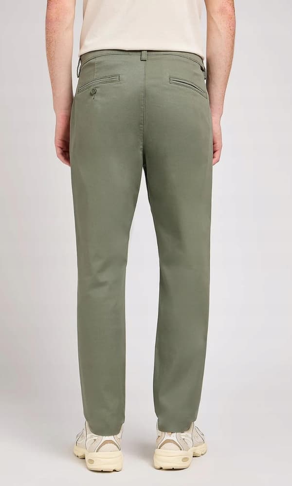 Lee SLIM CHINO Olive Grove Chetopa Twill GREEN TAPERED CHINO W30 L30