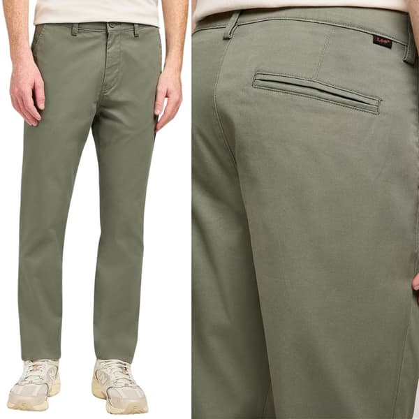 Lee SLIM CHINO Olive Grove Chetopa Twill GREEN TAPERED CHINO W30 L30