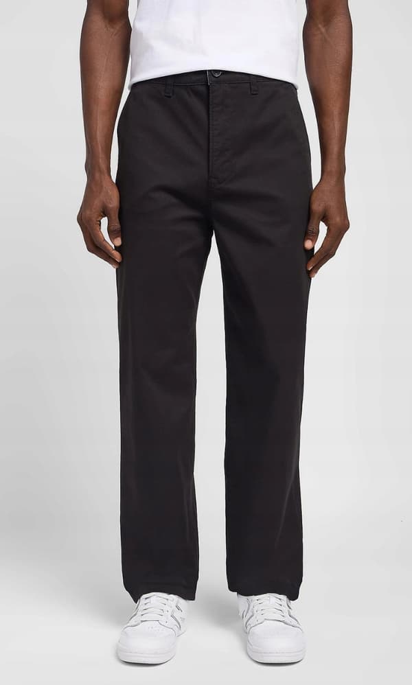 Lee RELAXED CHINO mustat Chetopa Twill -housut, väljät mustat chinohousut, koko 32, koko 34