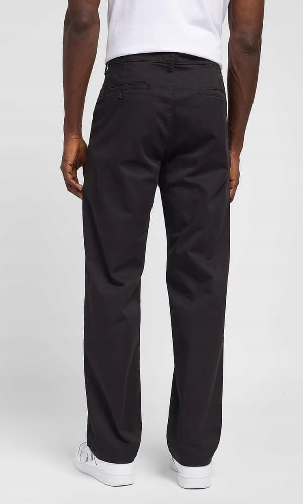 Lee RELAXED CHINO mustat Chetopa Twill -housut, väljät mustat chinohousut, koko 32, koko 34