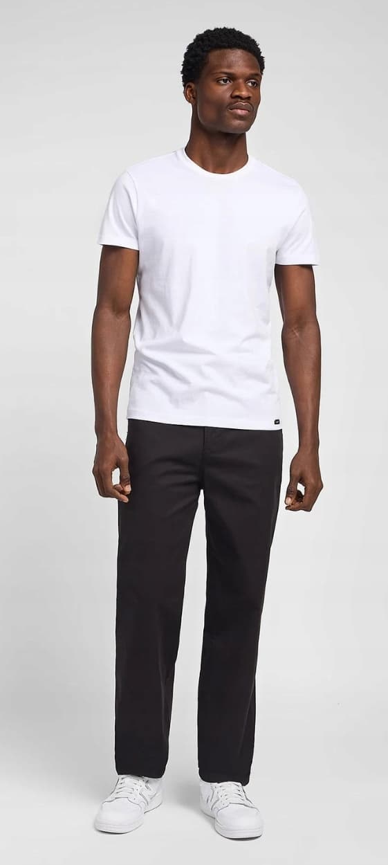 Lee RELAXED CHINO mustat Chetopa Twill -housut, väljät mustat chinohousut, koko 32, koko 34