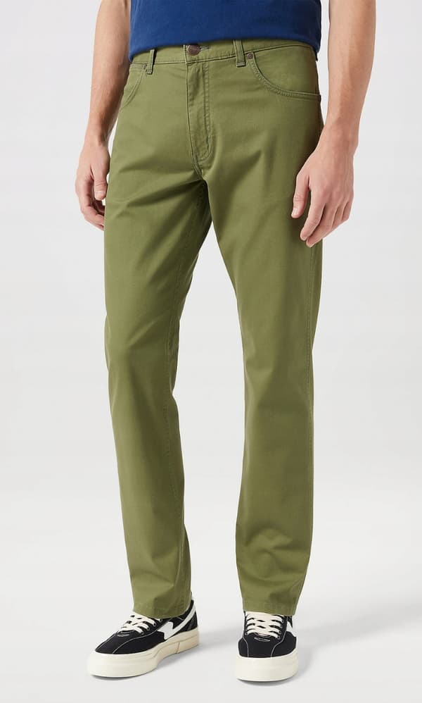 Wrangler GREENSBORO oliivinvihreät puuvillahousut, koko W34, koko L34