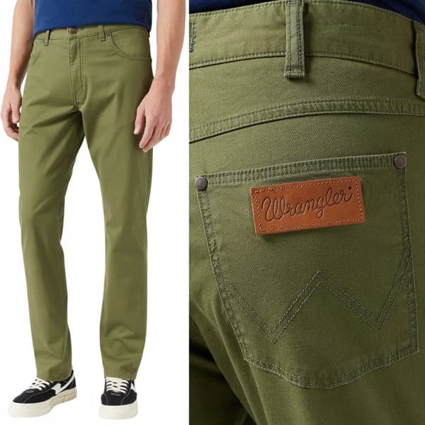Wrangler GREENSBORO oliivinvihreät puuvillahousut, koko W34, koko L34
