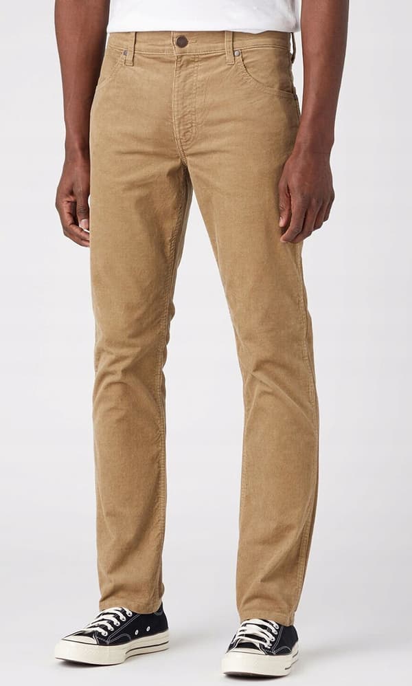 Wrangler GREENSBORO REGULAR STRAIGHT Blygrå BEIGE FLYBANDSBUKSER W38 L32