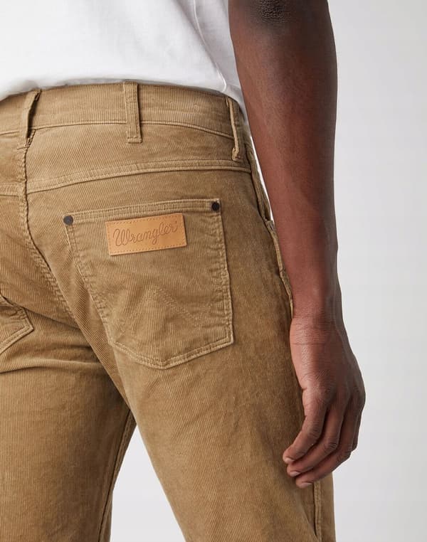 Wrangler GREENSBORO REGULAR STRAIGHT Blygrå BEIGE FLYBANDSBUKSER W38 L32
