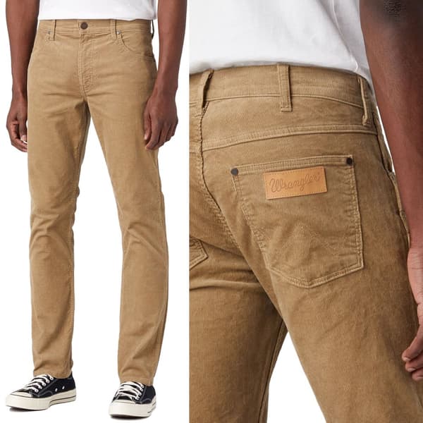 Wrangler GREENSBORO REGULAR STRAIGHT Blygrå BEIGE FLYBANDSBUKSER W38 L32