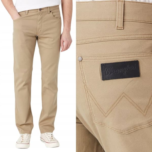 Wrangler GREENSBORO Blygrå BEIGE MATERIAL RAKA BYXOR W33 L32