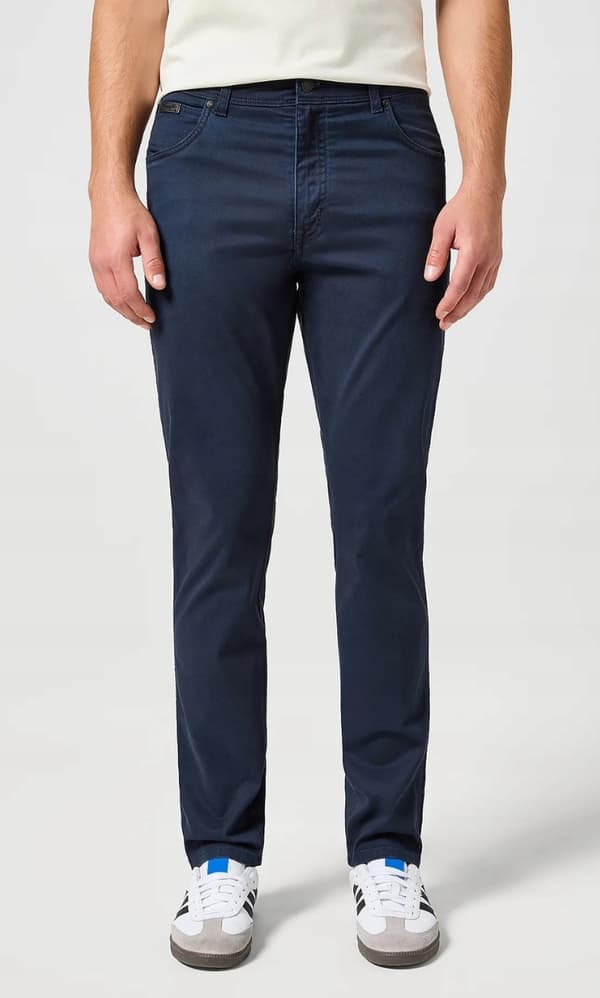 Wrangler TEXAS SLIM Mörkblå MARINBLA TYGBYXOR W33 L30