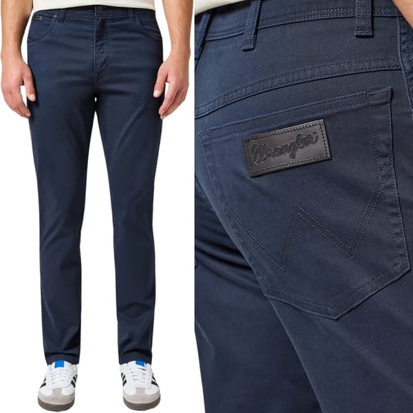 Wrangler TEXAS SLIM Mörkblå MARINBLA TYGBYXOR W33 L30
