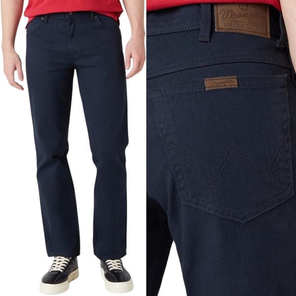 Wrangler REGULAR Marinblå SLITSTARK JEANS KLASSISK MARINBLÅ DENIM W46 L32