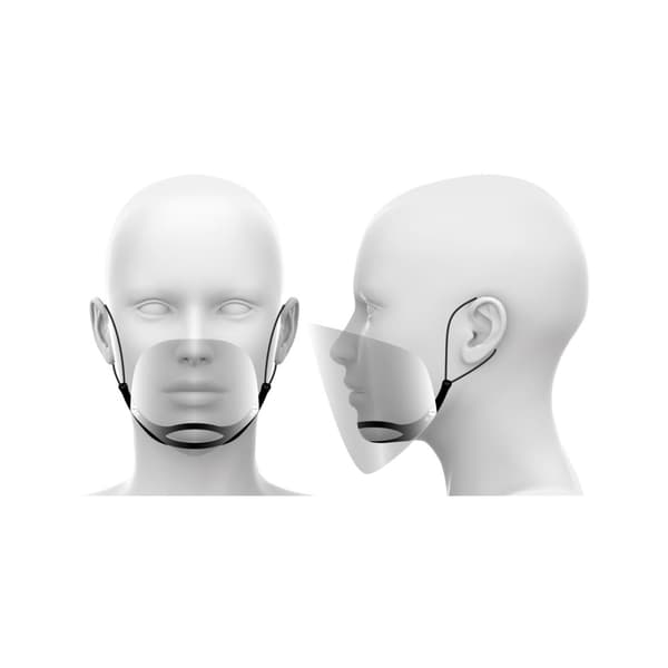 Halvt visir. Två MyScreen näs- och munmasker
