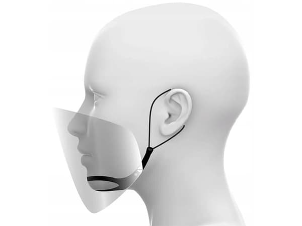 Halvt visir. Två MyScreen näs- och munmasker