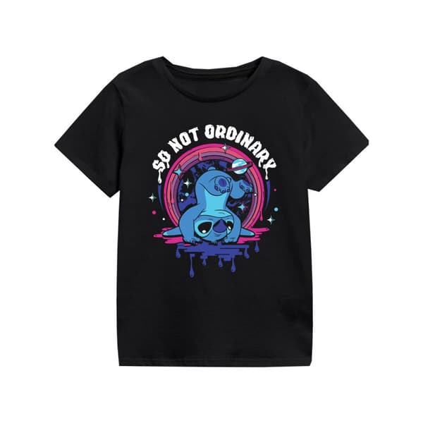 Barn T-shirt med kortärm Stitch So Not Ordinary Svart - 7-8 år