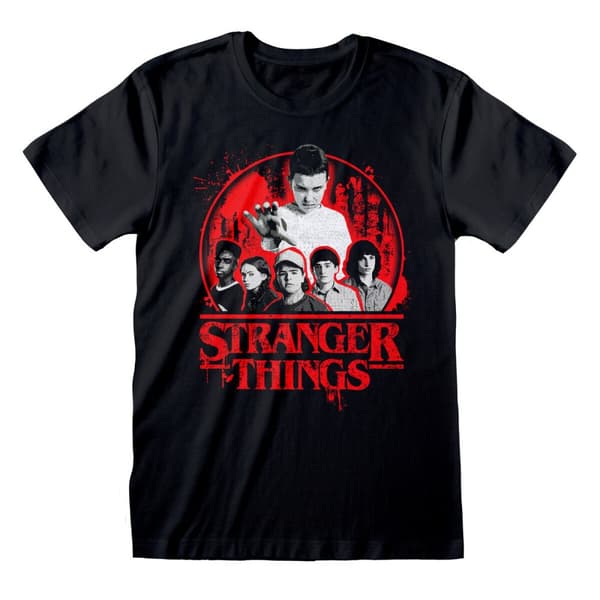 T-shirt med kortärm Stranger Things Circle Logo Svart Unisex - XXL