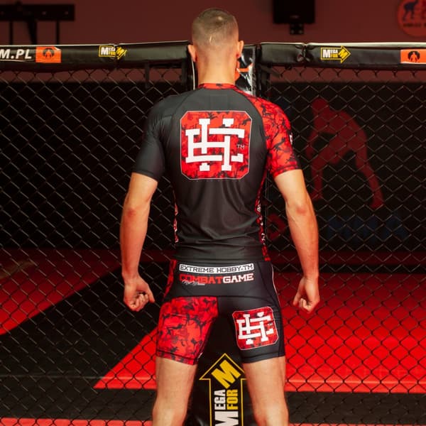 Extreme Hobby -rashguard-paita, lyhythihainen, punainen, soturikokoinen