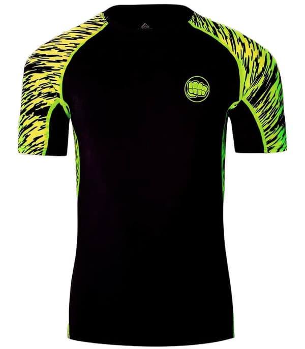 WarHouse Rashguard Pieni Logo Neon Lyhythihainen Musta XL
