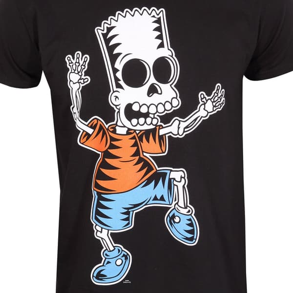 T-shirt med kortärm The Simpsons Skeleton Bart Svart Unisex - L