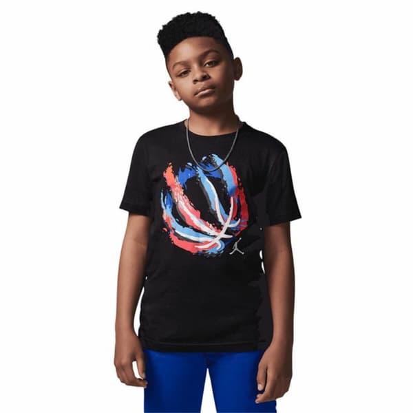 Barn T-shirt med kortärm Jordan Jdb Bball Fire Ss Svart - 10-12 år