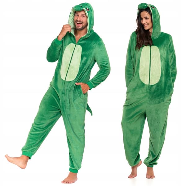 Unisex pyjamas med huva och dinosaurie, MORAJ XL
