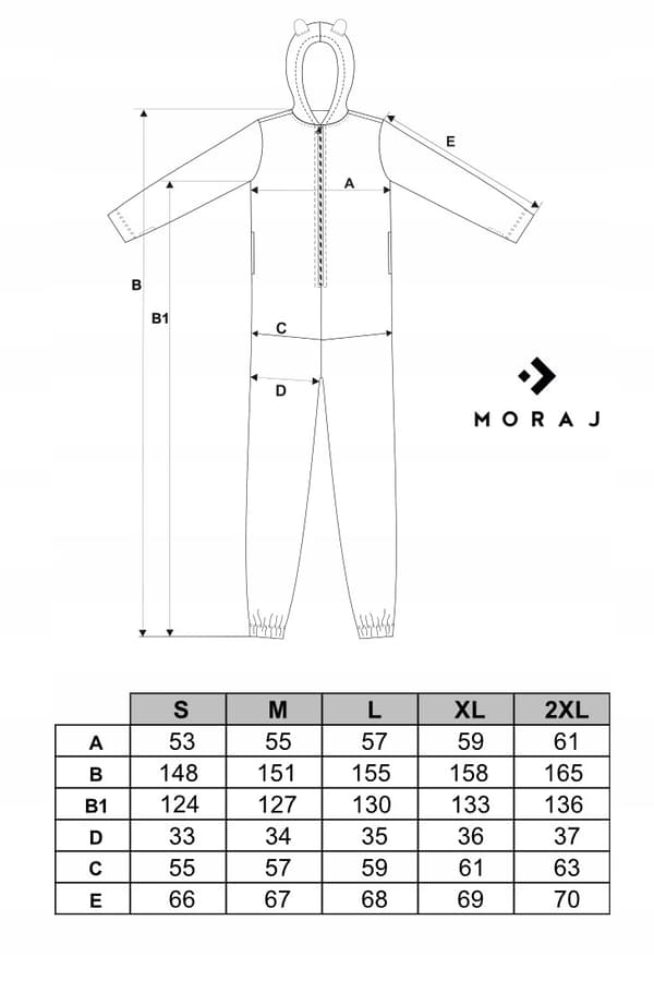ONESIE BEAR Unisex Pyjamas med Huva MORAJ S