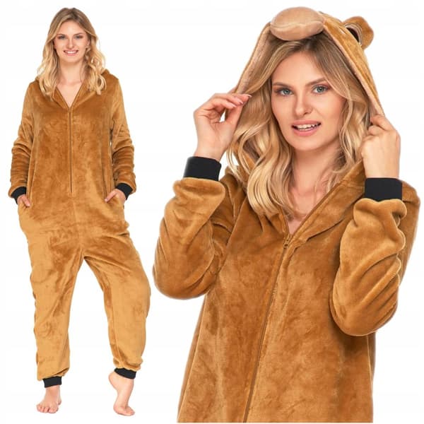 ONESIE BEAR Unisex Pyjamas med Huva MORAJ S
