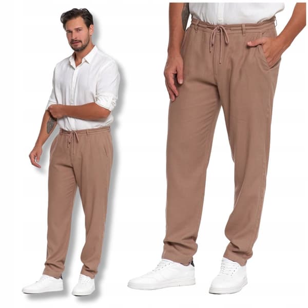 Bekväma linnebyxor för män, eleganta klassiska raka ben, MORAJ L