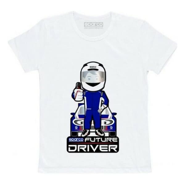 Barn T-shirt med kortärm Sparco Future Racer Vit - 3-4 år