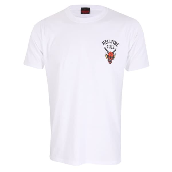 Kortærmet T-shirt Stranger Things Helfire Club Hvid Unisex - M